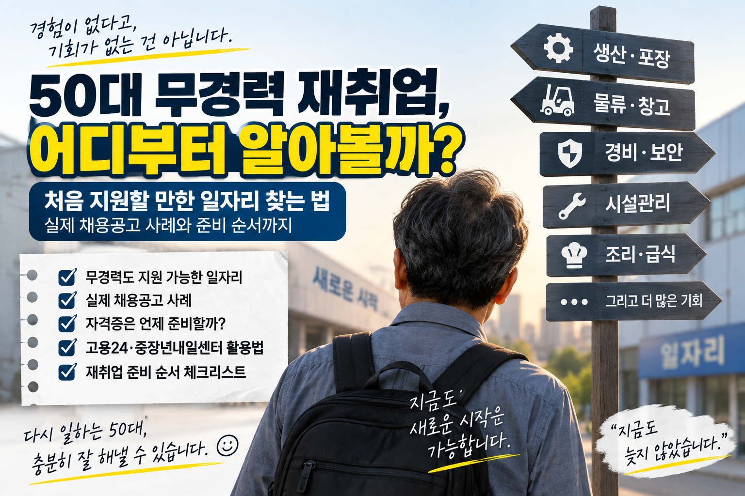 50대 무경력 재취업, 어디부터 알아봐야 할까?|처음 지원할 만한 일자리 찾는 법